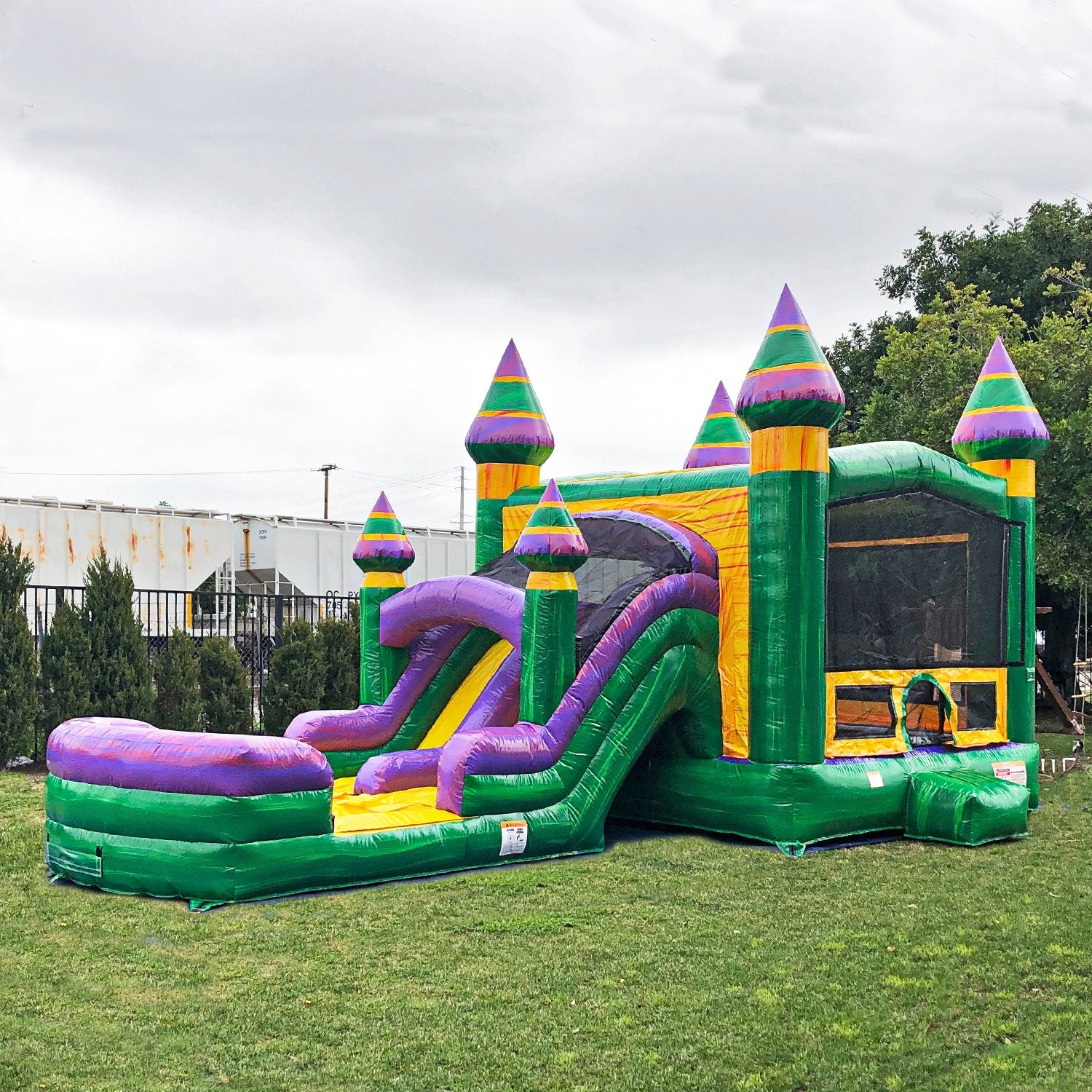 JumpOrange Castle Commercial Grade Bounce House Combo with Dual Slide and Splash Pool, for Adults and Kids, Wet Dry Use, Includes Blower, Inflatable Water Slide