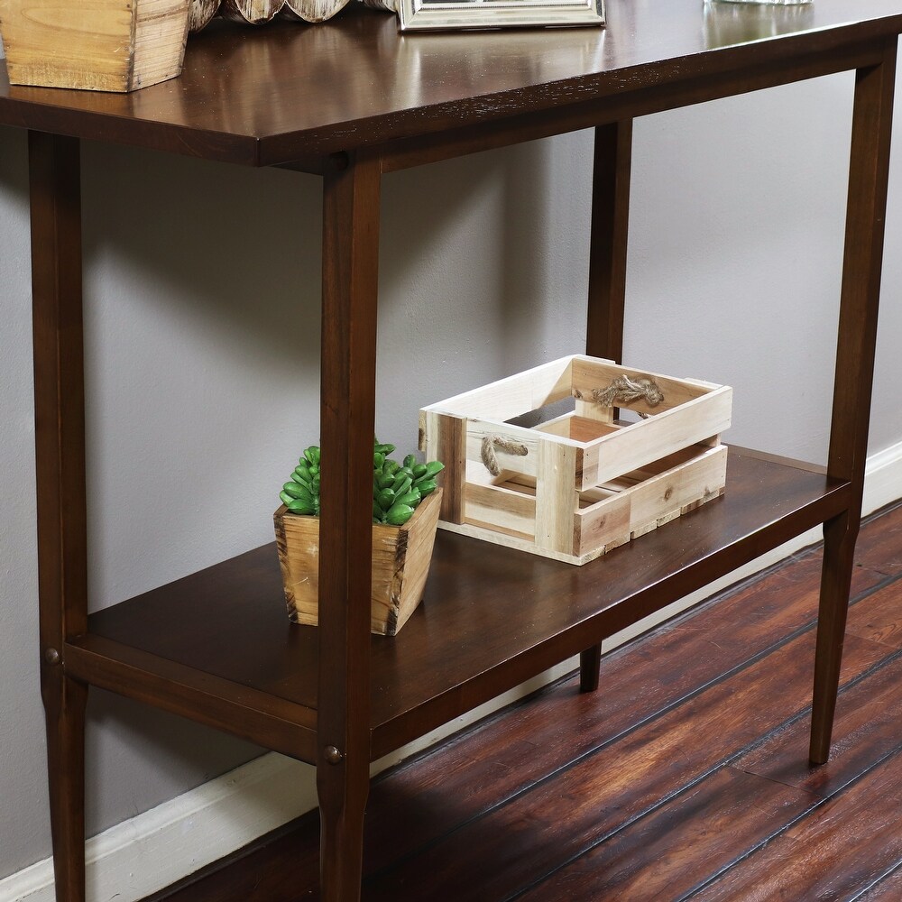 Lawrence Wooden Sofa Console Table   Dark Walnut