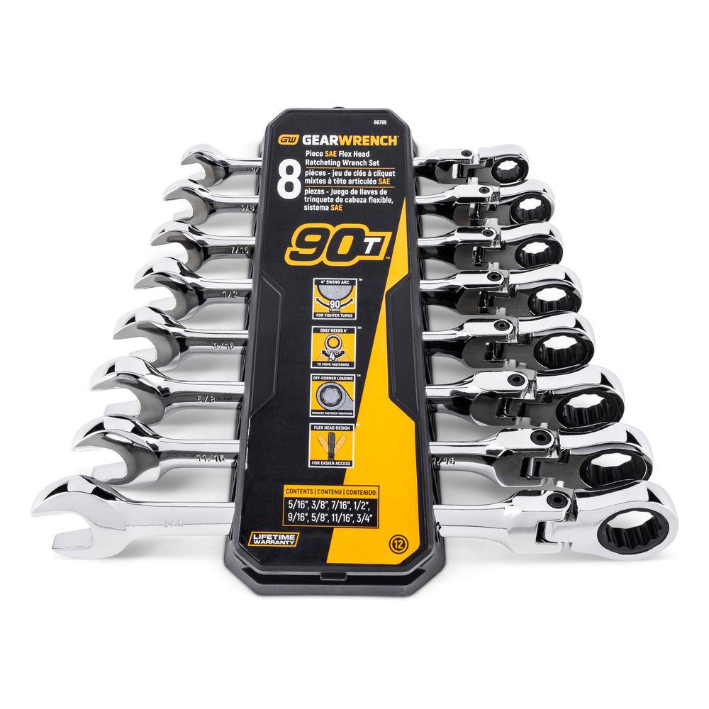 GEARWRENCH Flex Head Combination Ratcheting Wrench Set SAEMM (16-Piece) 8679495COMBO