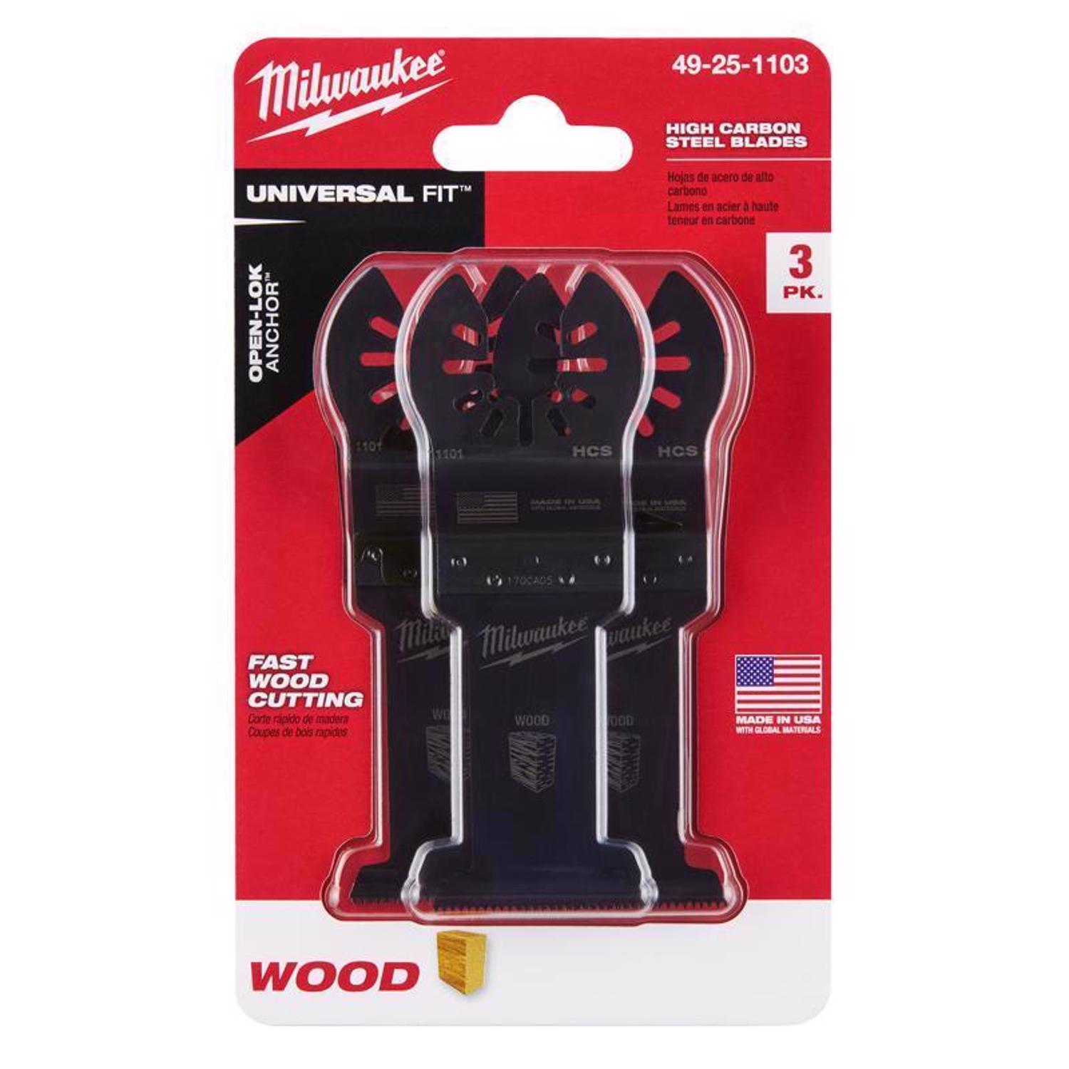 MW 1-3/8 in. L X 1-3/8 in. W High Carbon Steel Open-Lok Oscillating Blade Wood 3 pk