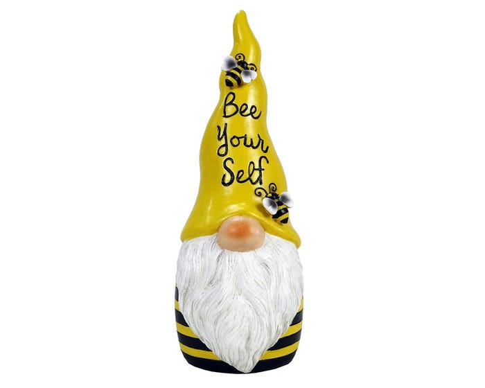 Alpine Gnome with Yellow Bee Yourself Hat Statue - WQA1560