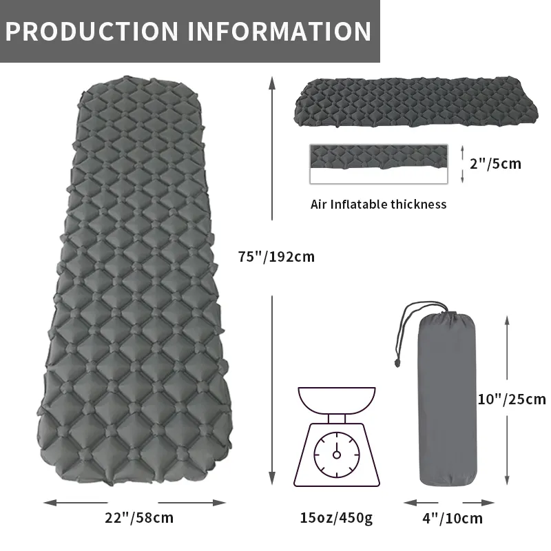 Outdoor Ultralight camping mat inflatable TPU waterproof sleeping pad