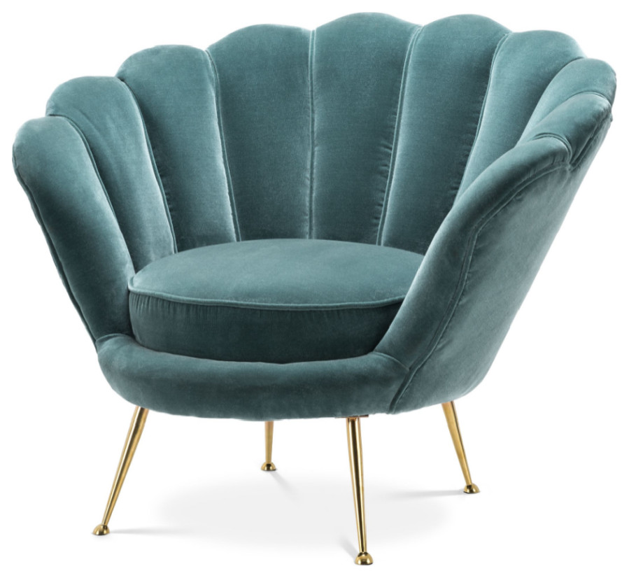 Blue Scalloped Accent Chair  Eichholtz Trapezium   Midcentury   Armchairs And Accent Chairs   by Oroa   Distinctive Furniture  Houzz