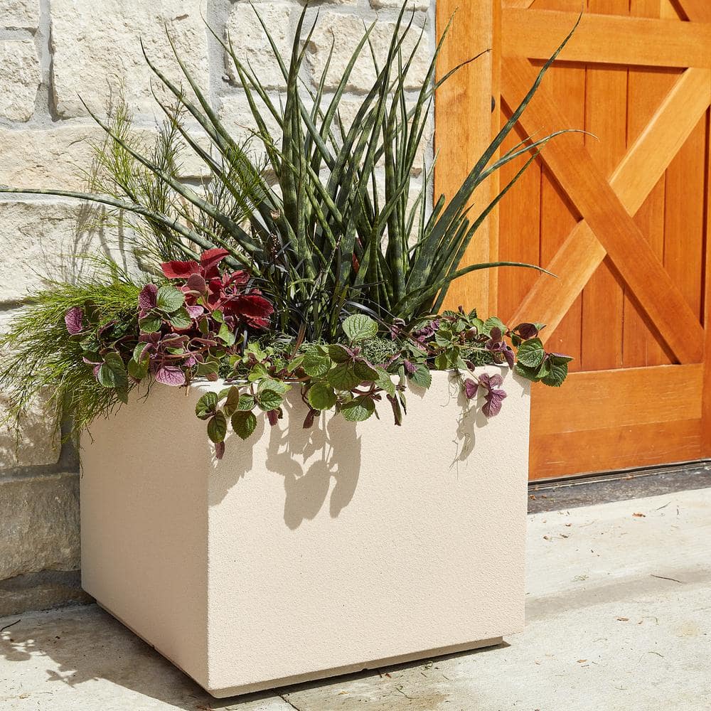 PolyStone Planters Monterrey Square 23 in. x 23 in. Black Composite Window Boxes  Troughs 3004