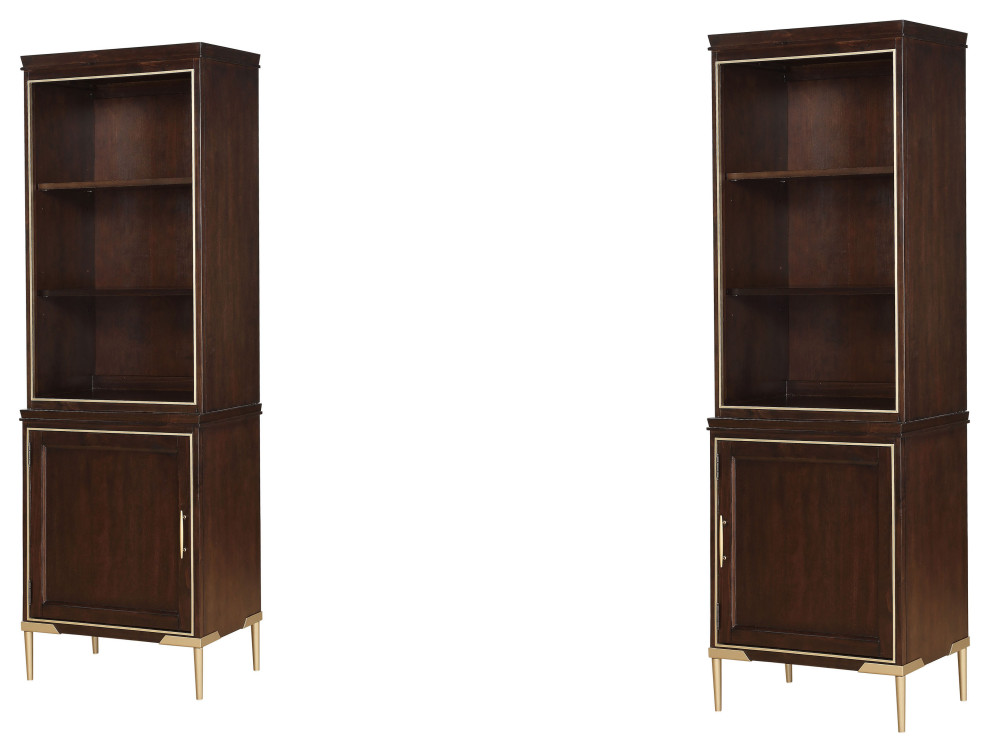 16 quotX 112 quotX 74 quotCherry Metal Wood Entertainment Center (Set Of 2)   Midcentury   Entertainment Centers And Tv Stands   by HomeRoots  Houzz