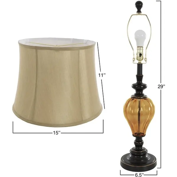 Table Lamps Set of 2， Amber Glass (2 LED Bulbs included) by