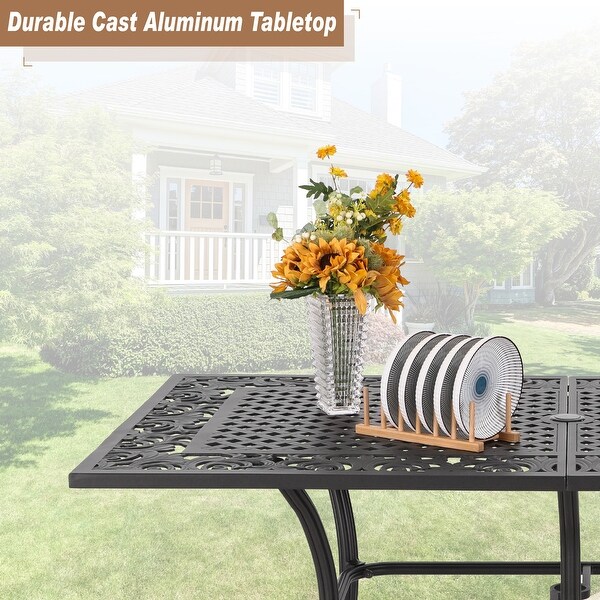 MAISON ARTS 7Piece Cast Aluminum Patio Dining Set with Rectangle Dining Table and 6 Cast Aluminum Patio Chairs