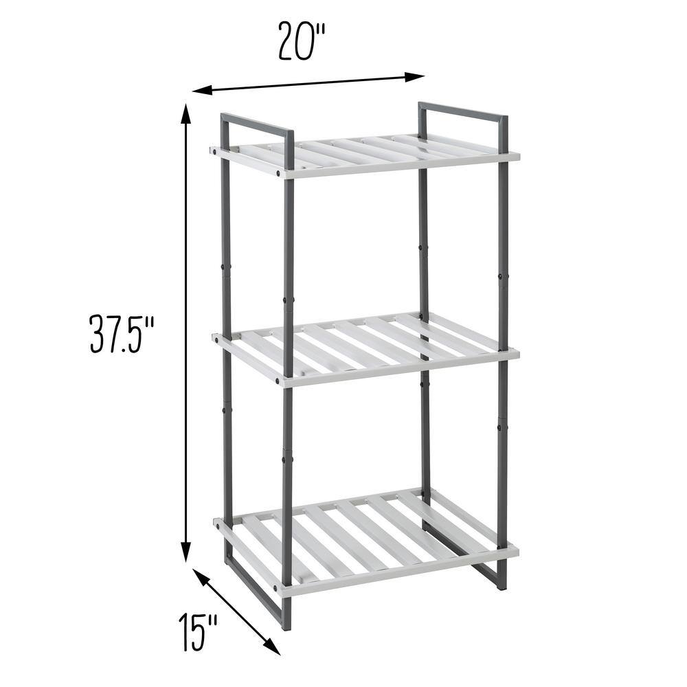 Honey-Can-Do Gray 3-Tier Tubular Steel Shelving Unit (20 in. W x 37.5 in. H x 15 in. D) SHF-09129