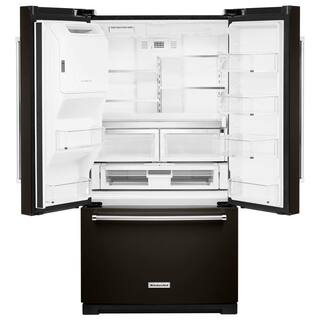 KitchenAid 27 cu. ft. Bottom Freezer Refrigerator in PrintShield Black Stainless with Exterior Ice and Water KRFF507HBS