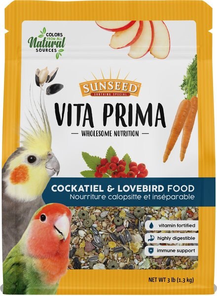 Sunseed Vita Prima Cockatiel and Lovebird Food， 3-lb bag