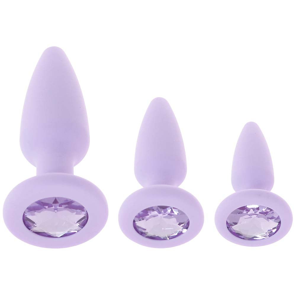 First Time Crystal Booty Anal Plug Set in Purple