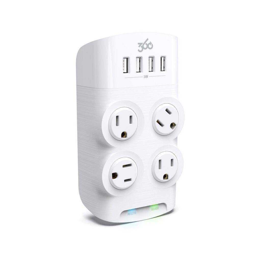 360 Electrical 24-Watt Revolve 4-Outlet Surge Protector 3E0775-WHT6NA