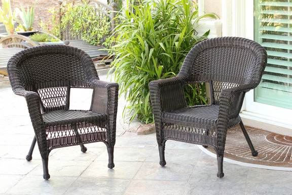 Jeco Espresso Wicker Chair Without Cushion   Set o...