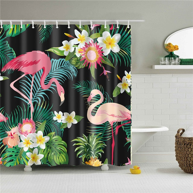 Nordic Pictures Polyester Waterproof Shower Curtains High Quality Animals Flamingo Shower Curtain In The Bathroom