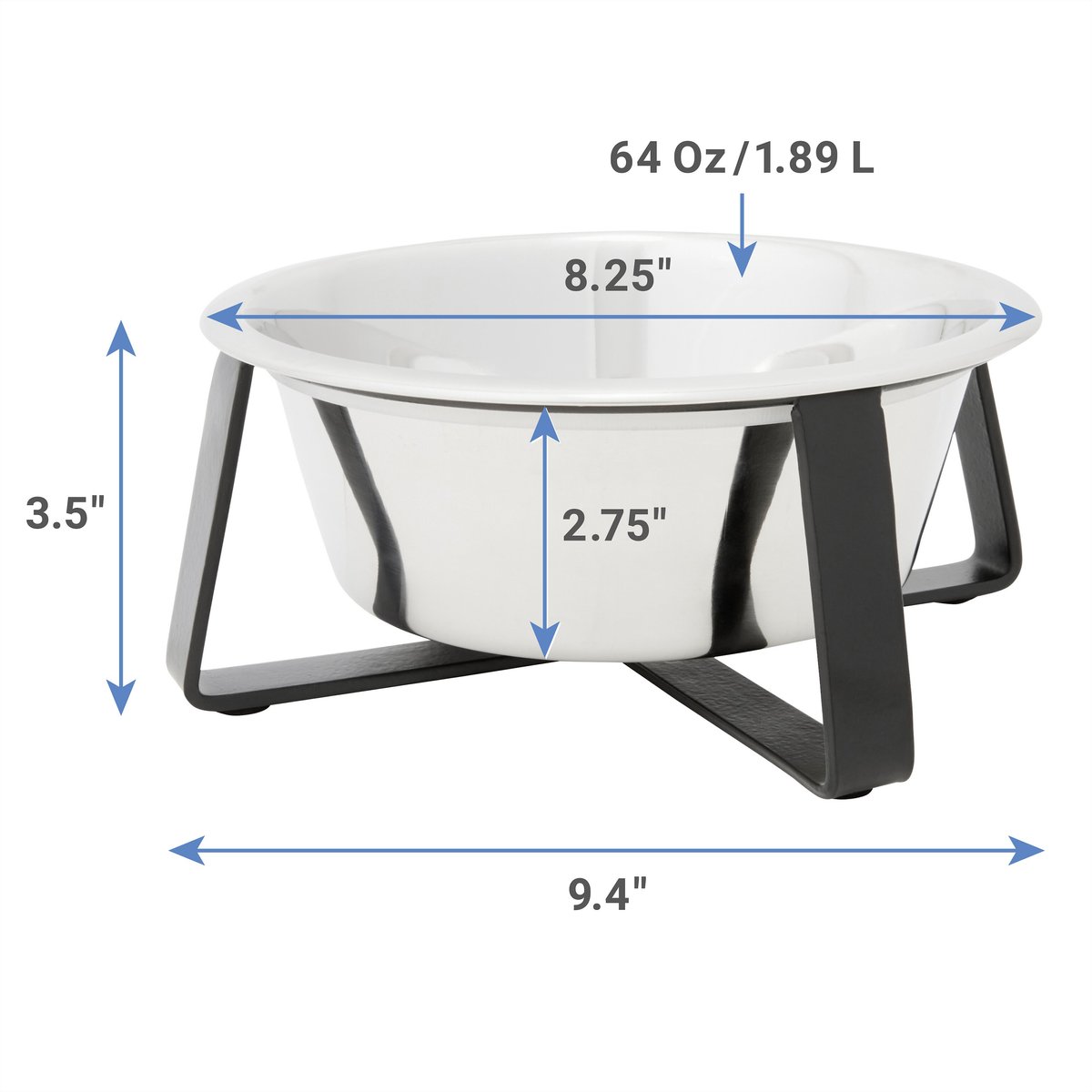 Frisco Black Iron Non-Skid Stainless Steel Dog and Cat Bowl