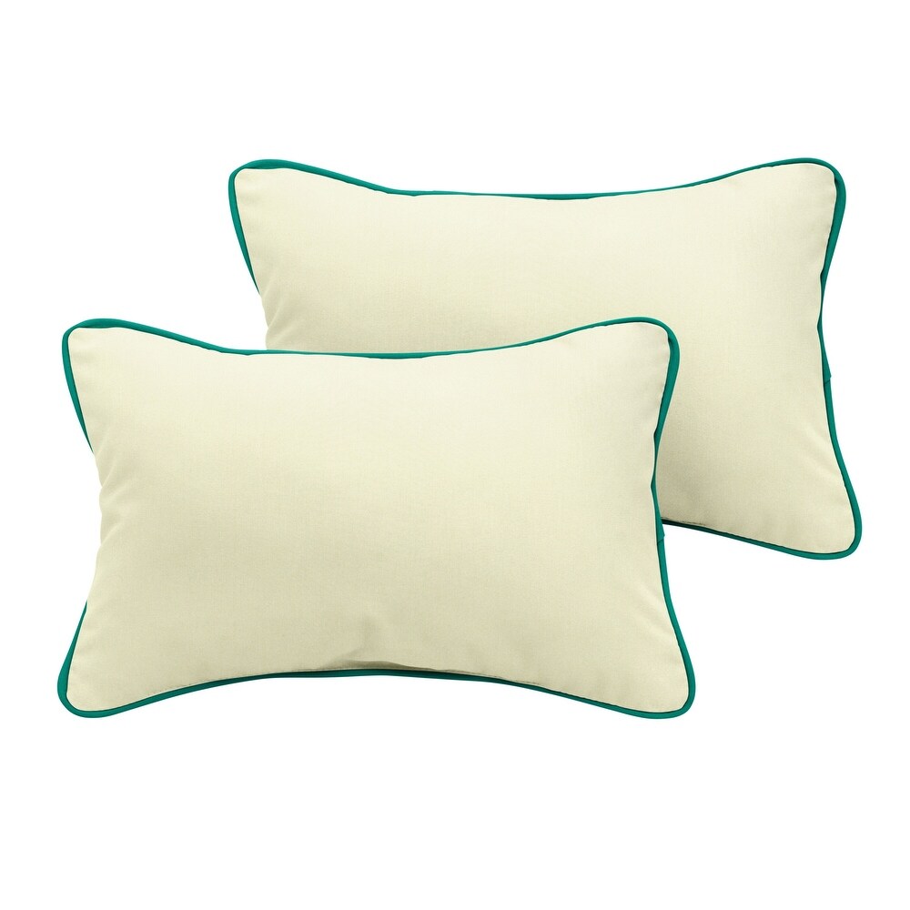 Sunbrella Canvas Natural/ Canvas Teal Indoor/ Outdoor Pillow Set