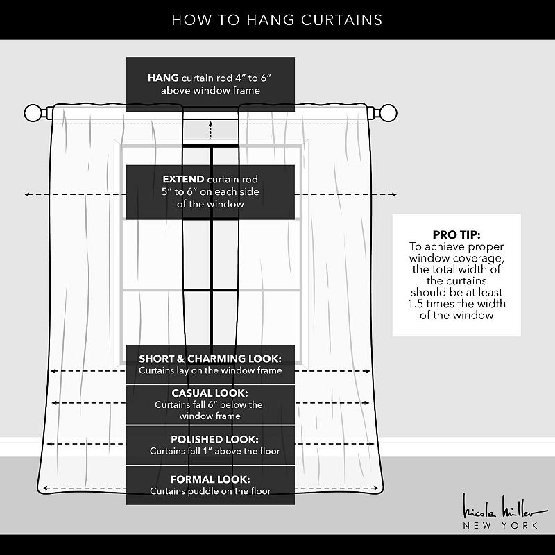 Nicole Miller New York Peterson Light Filtering Tuxedo 2-pack Window Curtain Set