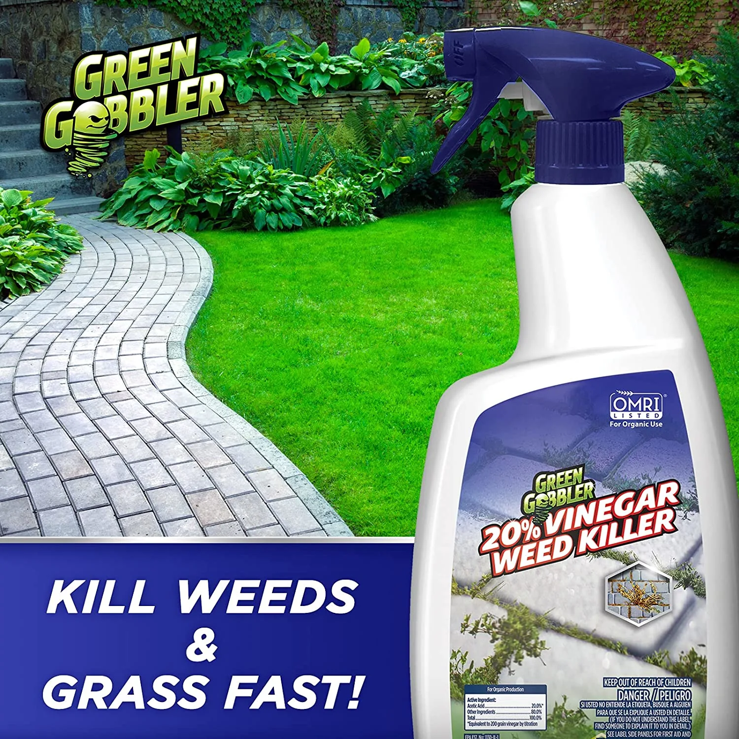 Green Gobbler 20% Vinegar Weed and Grass Killer ，1 Gallon Spray