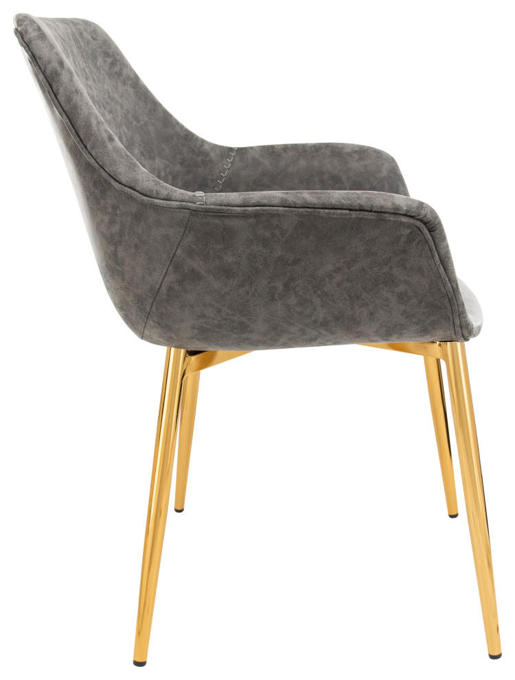 LeisureMod Markley Leather Dining Armchair Gold Legs Set of 4   Midcentury   Dining Chairs   by LeisureMod  Houzz