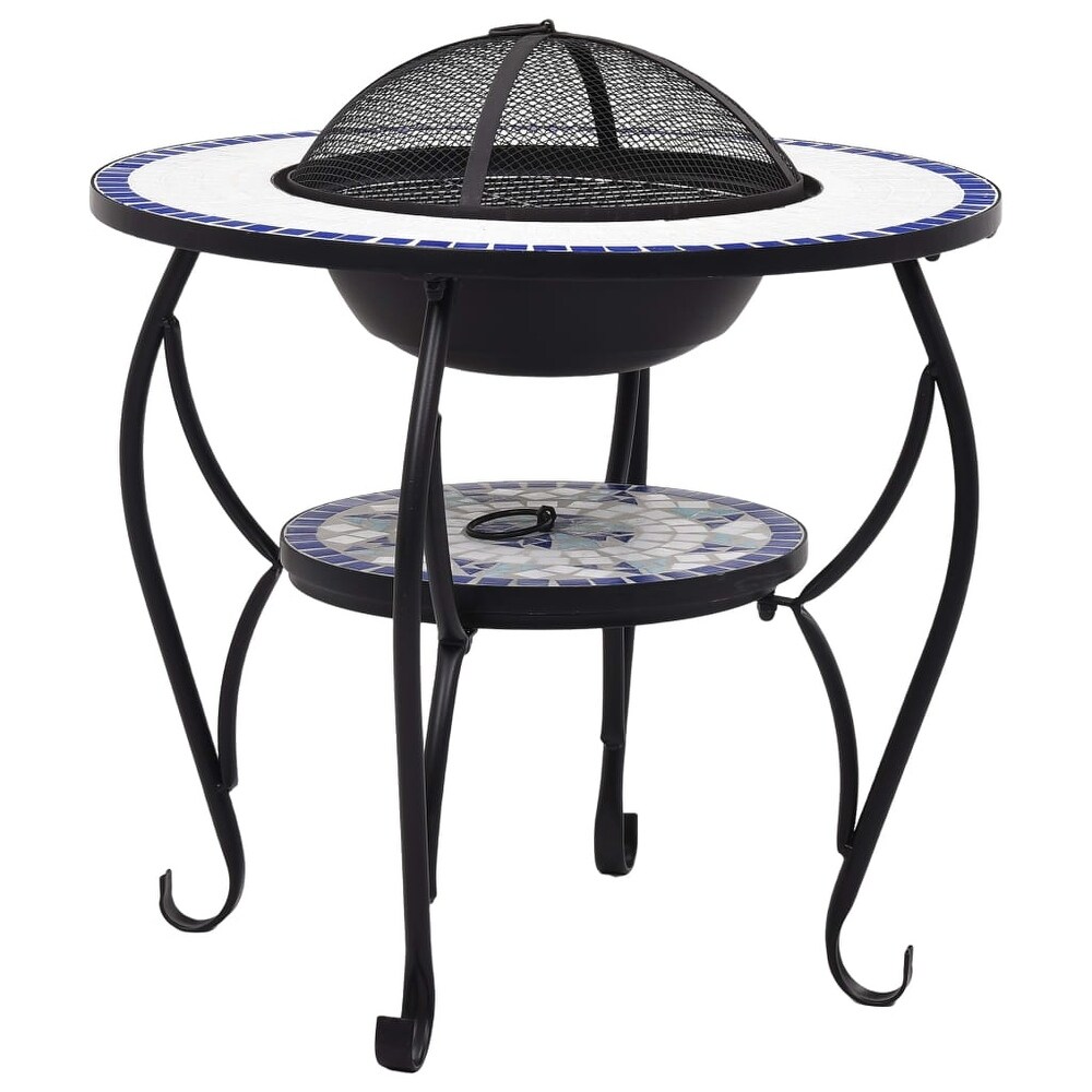 vidaXL Mosaic Fire Pit Table Blue and White 26.8\