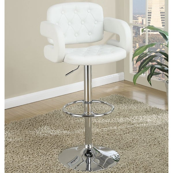 Poundex Swivel Tufted Adjustable Barstool