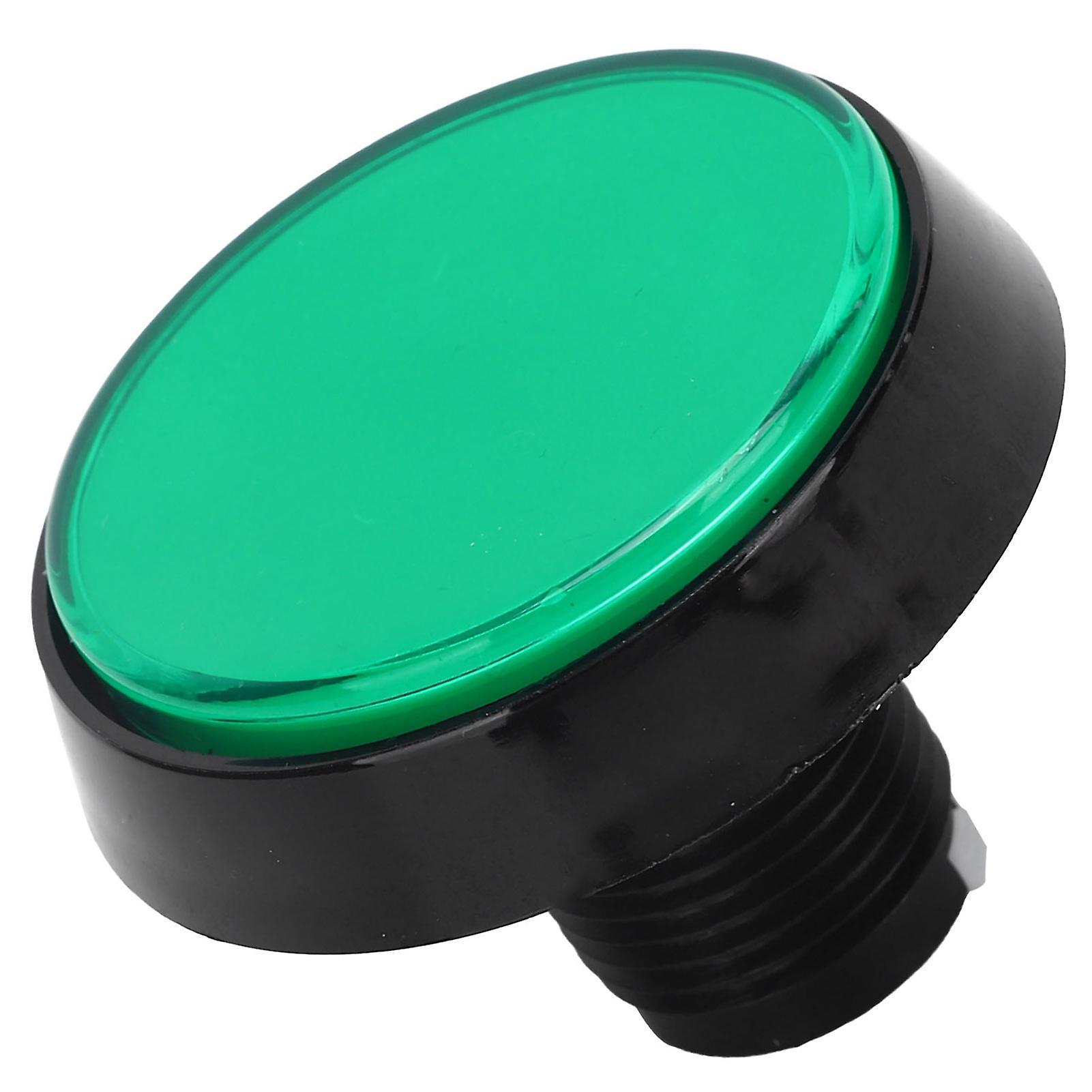 60mm Big Round Flat Button with LED Light 3‑Foot Switch for Crane Machine Game ConsoleGreen