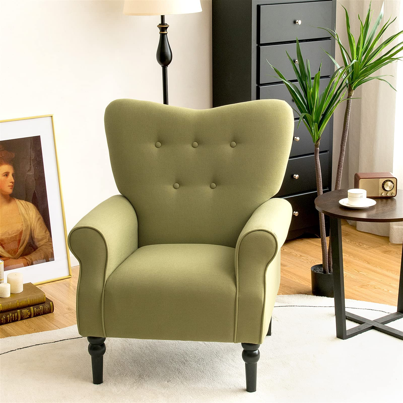 Giantex Yellow/ Avocado Green Fabric Accent Chair