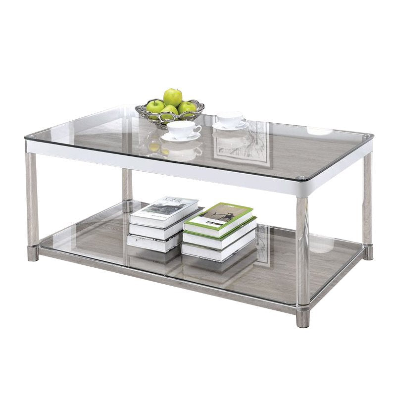 Bowery Hill Glass Top Coffee Table in Chrome