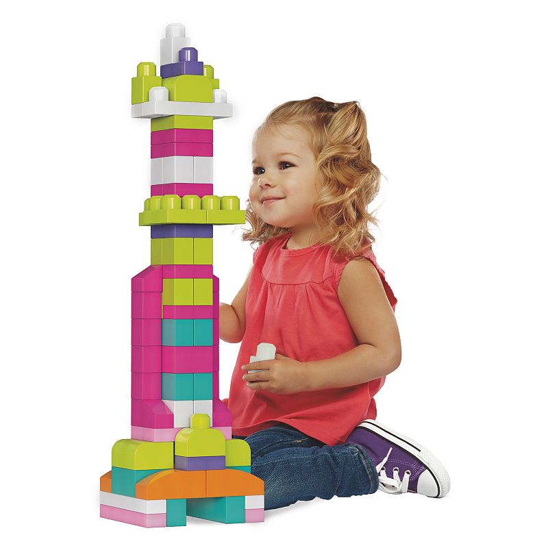 MEGA BLOKS 80-piece Big Building Bag Blocks for Toddlers 1-3， Pink