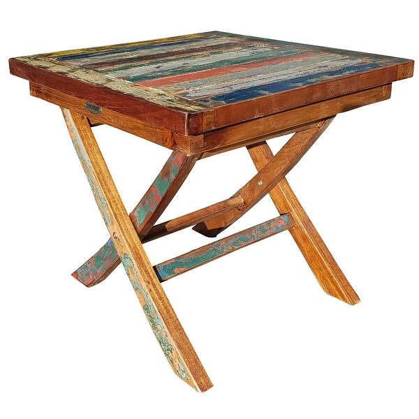 Marina Del Rey Recycled Teak Wood Boat Folding Side Table