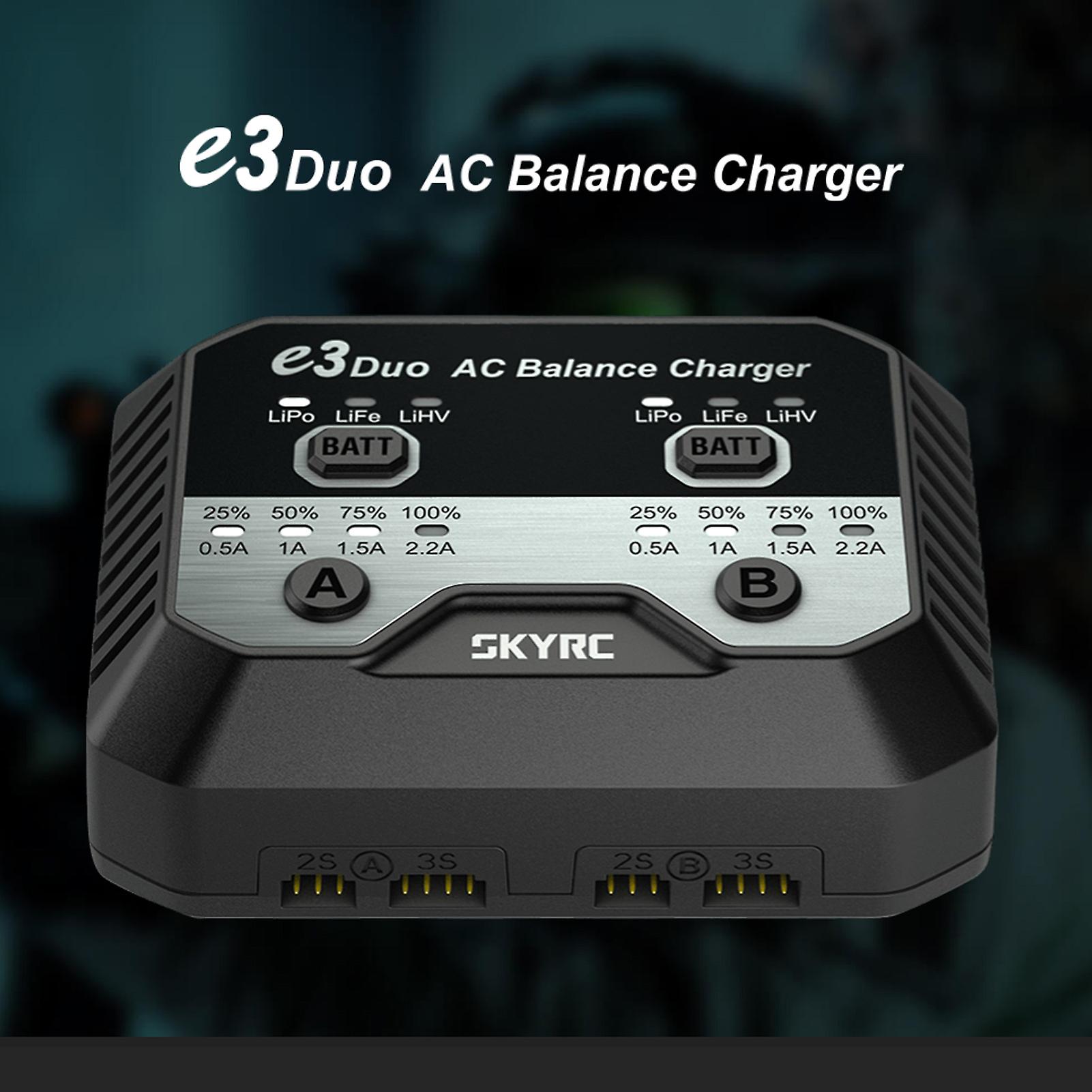 Skyrc E3 Duo Ac Balance Charger Portable Handy 100-240v 20w*2 Dual-channel Charger For 2-3s Lipo Lihv Life Battery Rc Car Drone Helicopter Airplane Bo