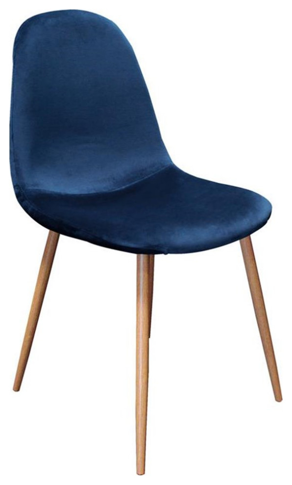 Bowery Hill 19  x27 x27Mid Century Velvet Dining Side Chair in Blue (Set of 4)   Midcentury   Dining Chairs   by Homesquare  Houzz