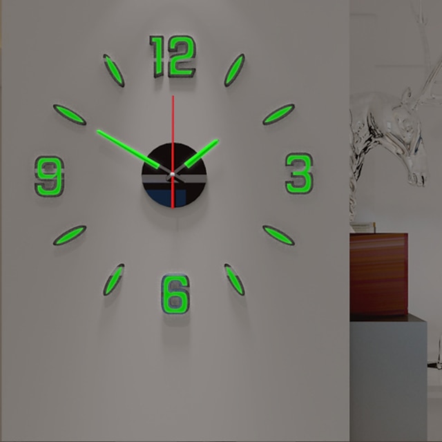 Luminous DIY Clock Home Simplicity Silent Fashion Wall Clock Living Room Creative Wall Stickers Bedroom Wall Clock