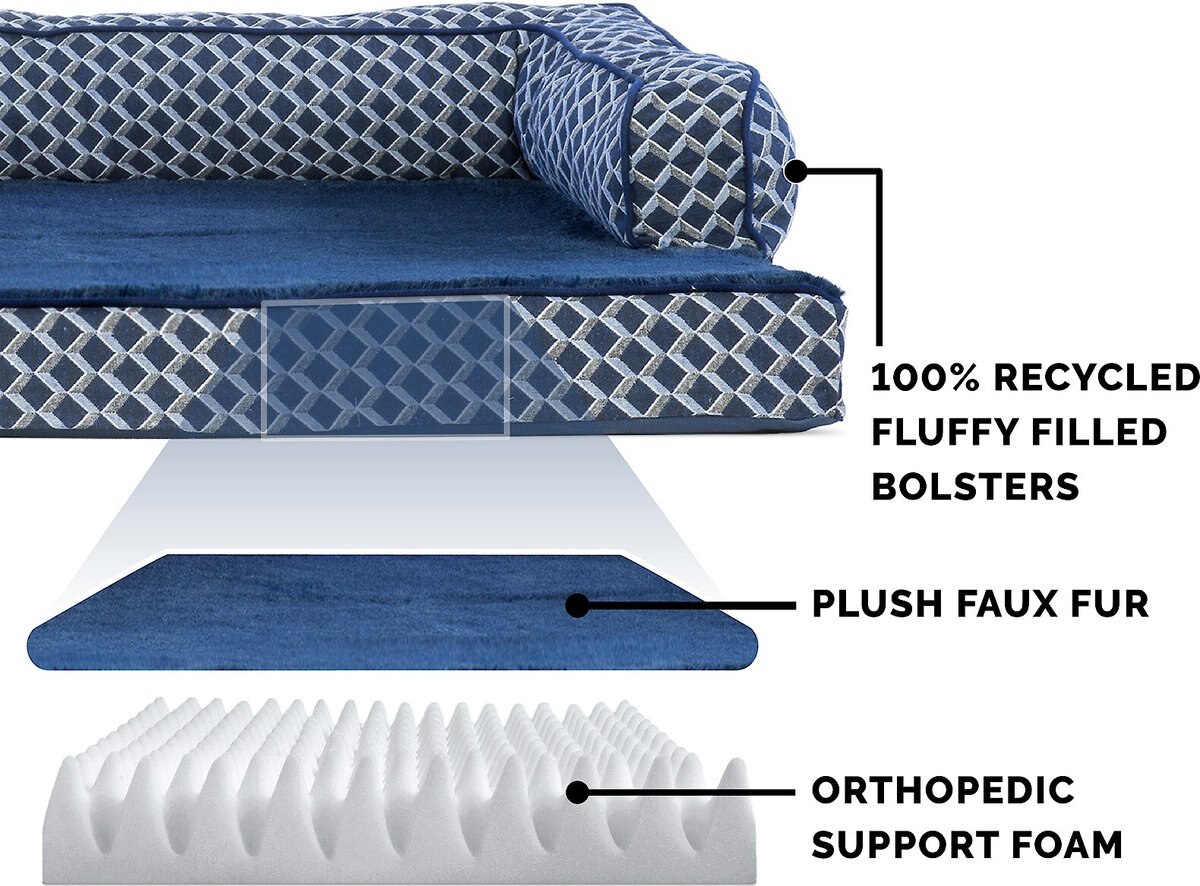 FurHaven Comfy Couch Orthopedic Bolster Dog Bed w/Removable Cover