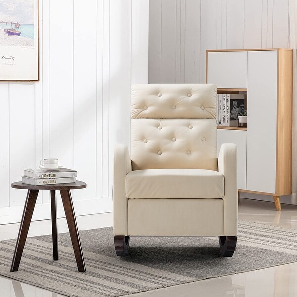 Morden Velvet Accent Chair， Rocking Chair With Square Arms