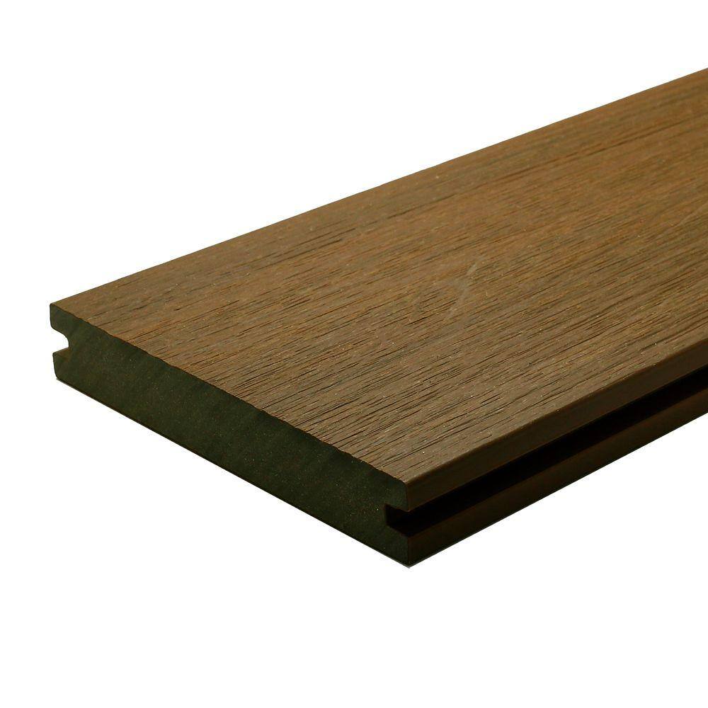 NewTechWood Naturale Magellan Series 1 in. x 5-12 in. x 0.5 ft. Peruvian Teak Composite Decking Board Sample with Groove US01-16-N-TK-S