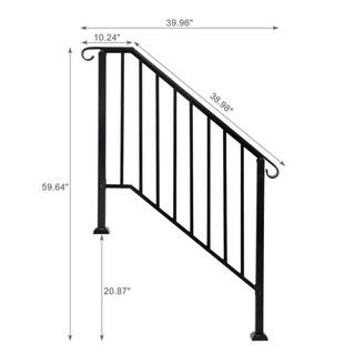 Winado Transitional Handrail Stair Railing Fits 3-Step Iron Rail Kit 891262135247