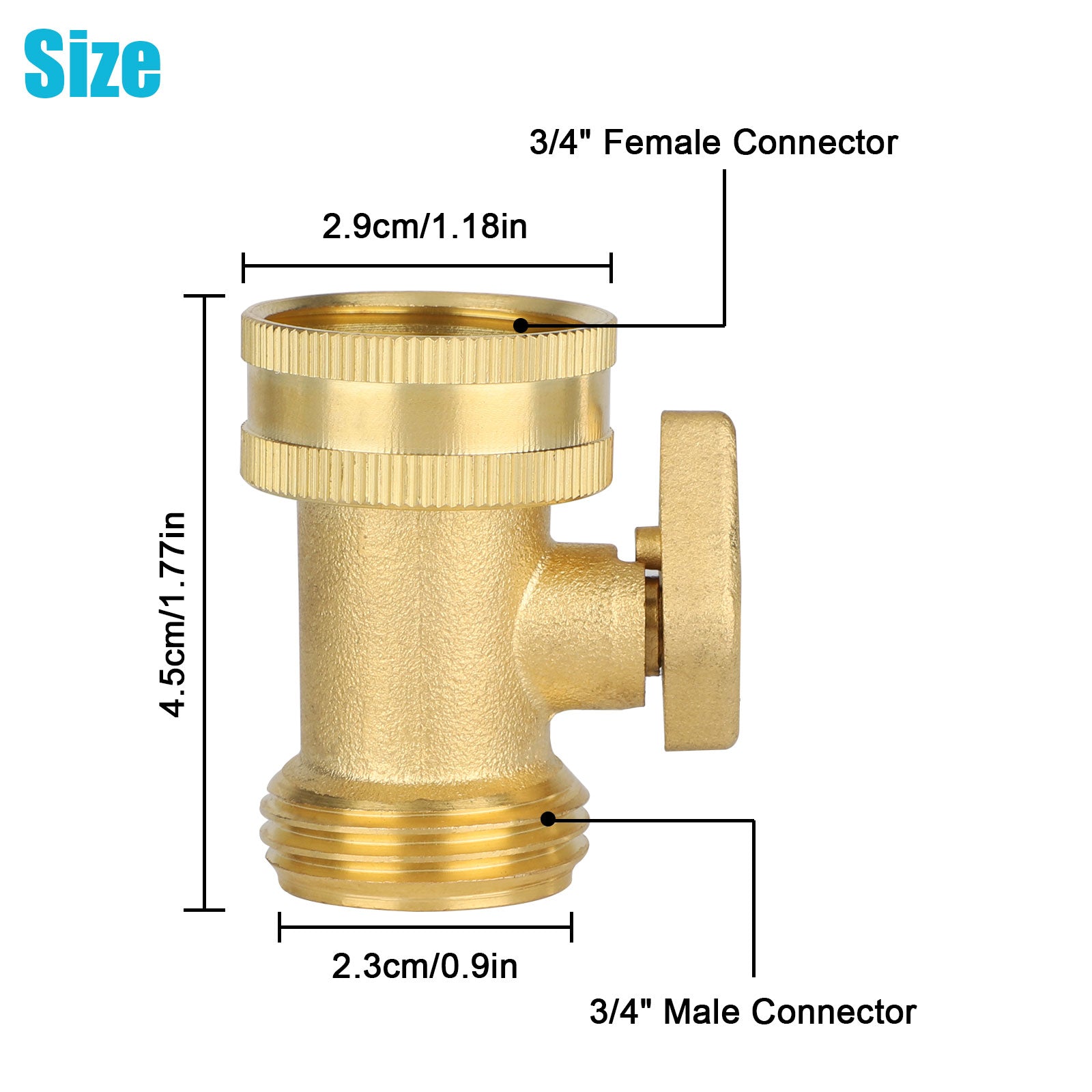 TSV 2pcs Heavy Duty Brass Garden Hose Shut Off Valve， Garden Hose Connectors， 3/4