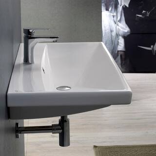 Nameeks Elite Wall Mounted Bathroom Sink in White CeraStyle 032000-U-One Hole