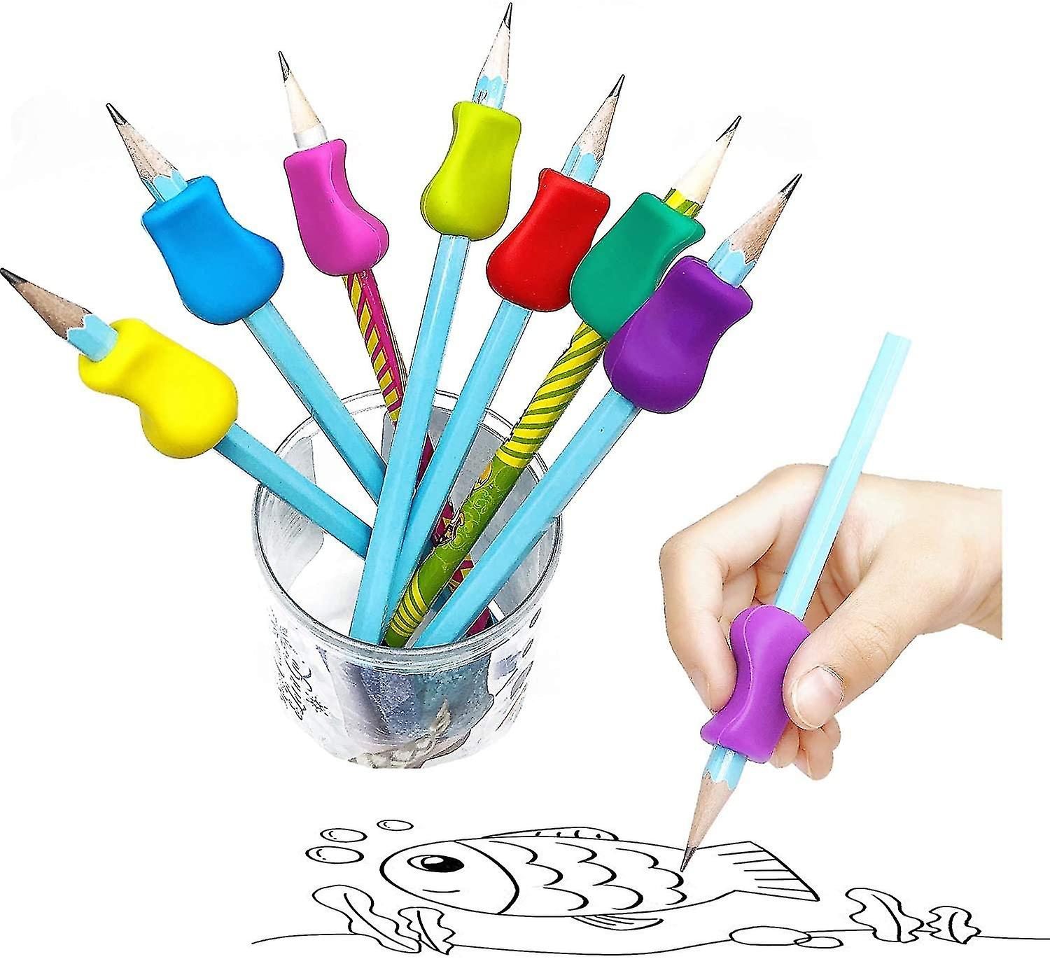 10 Pieces Of Silicone Ergonomic Writing Aid Pen， Children's Pen Holder Grip(random Color)