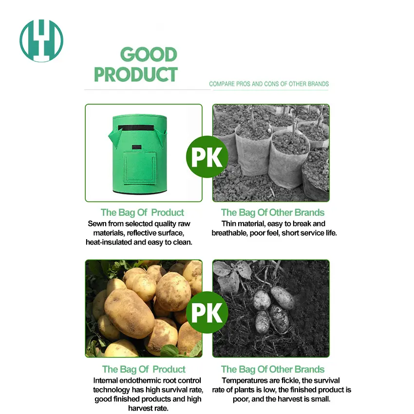 Hyh Professional Supplier Thicken Potato /Strawberry Growing Bags For Home Garden