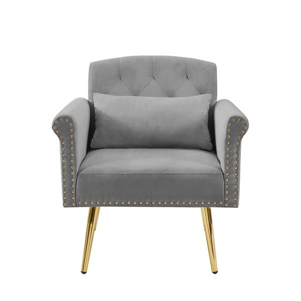 Elegant luxury Velvet Armchair Accent Chairs Tufted Back Lounge Chairs with Nailhead Arms and Pockets