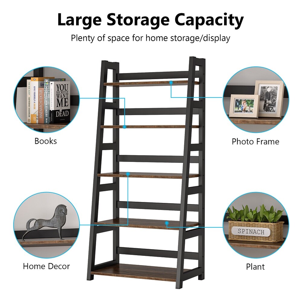 5 Tier Ladder Shelves  Bookshelf Bookcase for Living Room