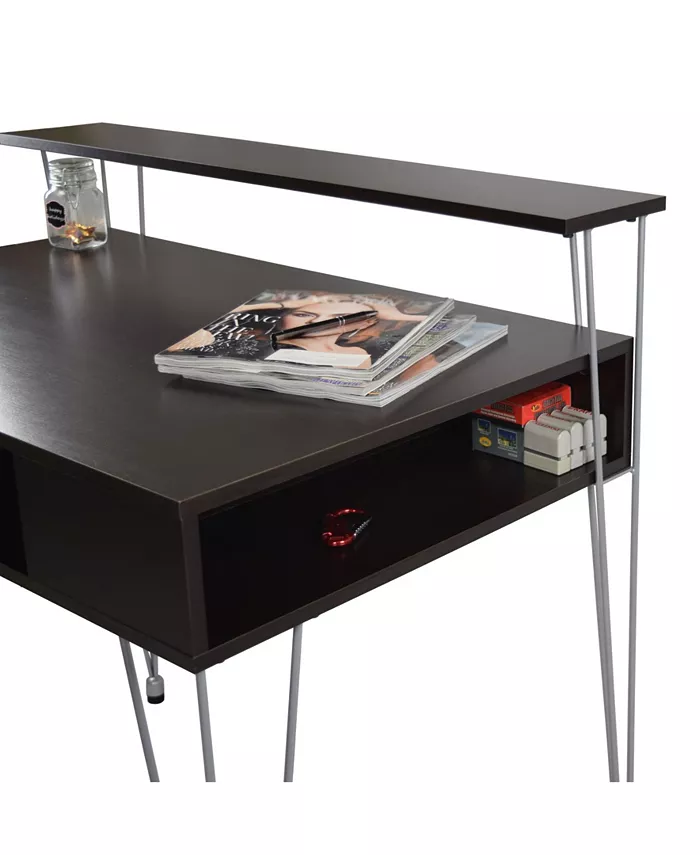 Proman Products Marcus Writing or Laptop Desk with Hutch and Bottom Compartment