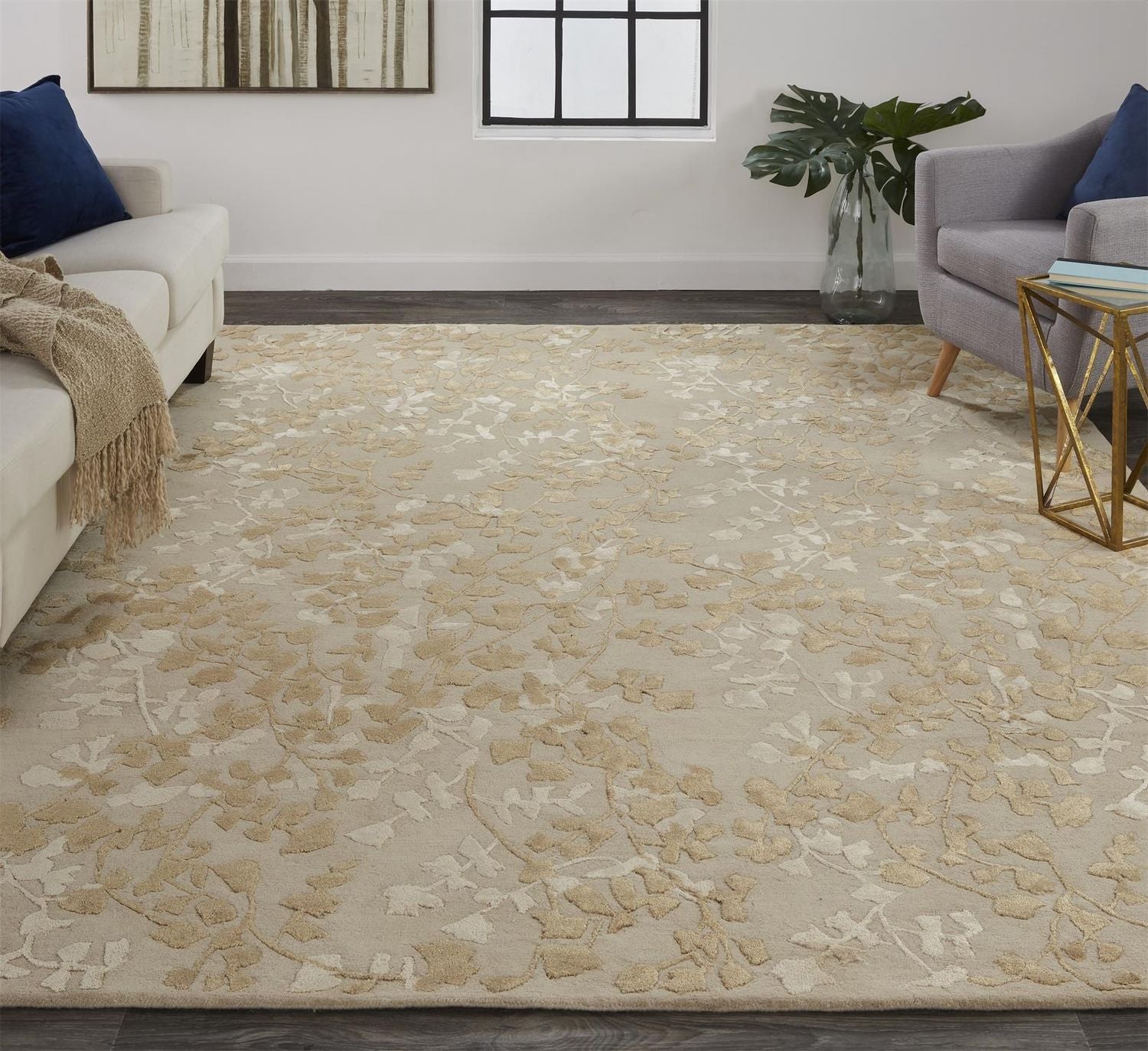 Khalo Hand Tufted Beige and Gold Rug by BD Fine