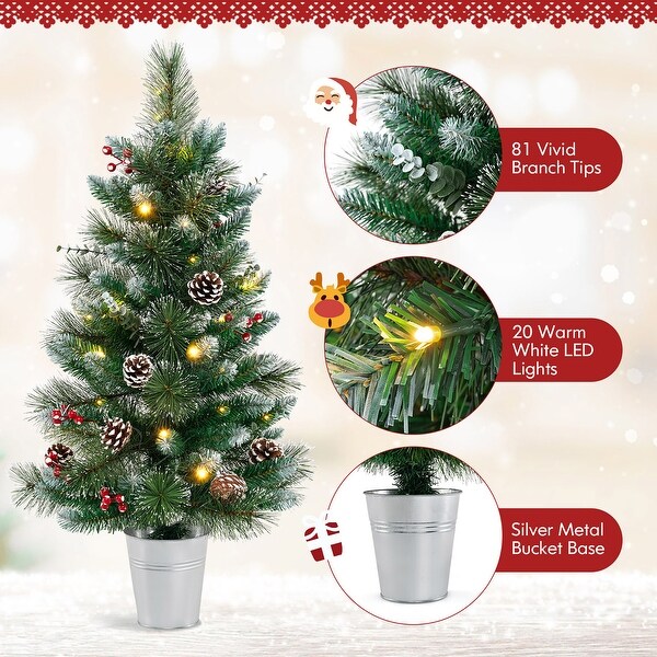 Gymax 2PCS 3 FT Artificial Xmas Tree w/ 81 Branch Tips Eucalyptus