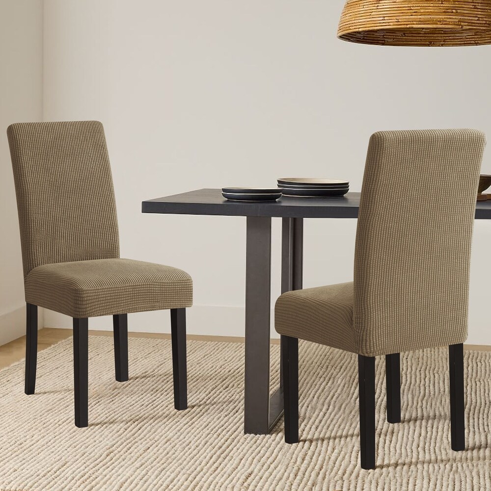 CHUN YI Elastic Textured Grid Dining Chair Slipcover