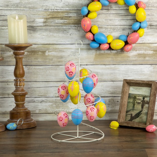 Floral Cut out Spring Easter Egg Tree Decoration Blue pink