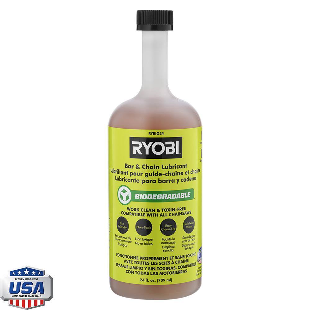 RYOBI ONE+ HP 18V Brushless 10 in. Battery Chainsaw wExtra Chain Biodegradable Bar  Chain Oil 4.0 Ah Battery  Charger P2520-CMB1