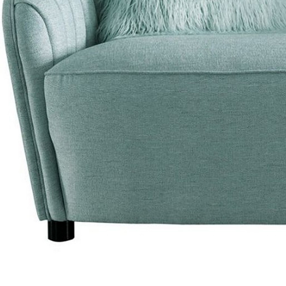 Vertical Channel Stitching Fabric Loveseat With Curved Back  Light Green   Contemporary   Loveseats   by VirVentures  Houzz